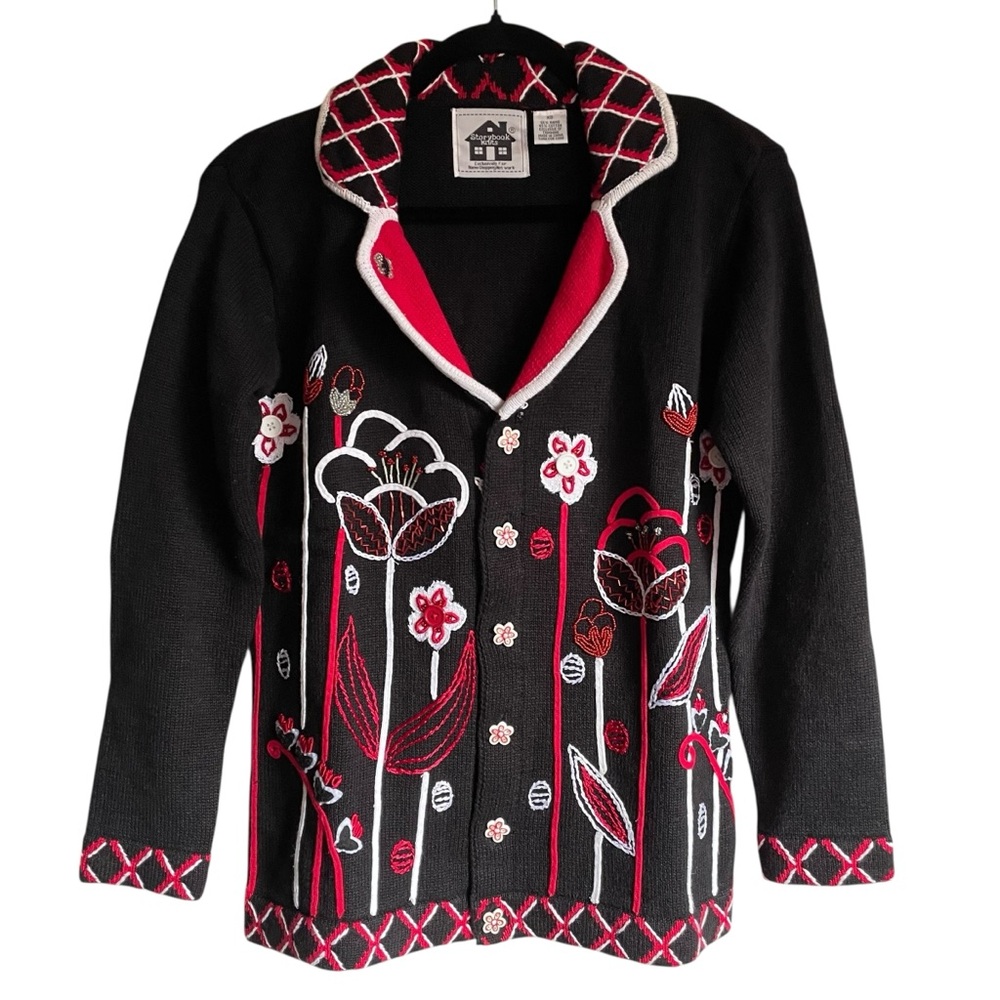 Storybook‎ Knits Women's Vintage Floral Cardigan Sweater Oversized XS